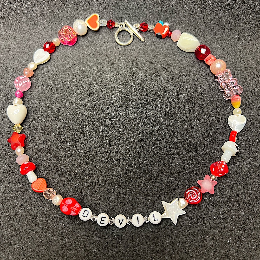 Red Beaded Devil Necklace